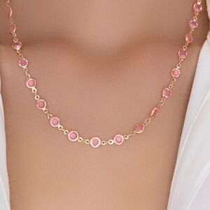 Shorter length Chanelle necklace in gold with light rose crystals BNIB